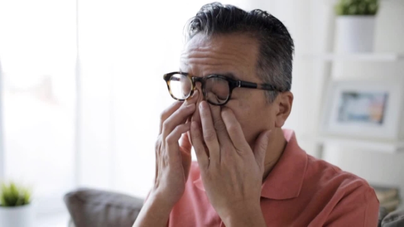 Tired Man In Glasses Rubbing Eyes At Home 22 By Dolgachov VideoHive