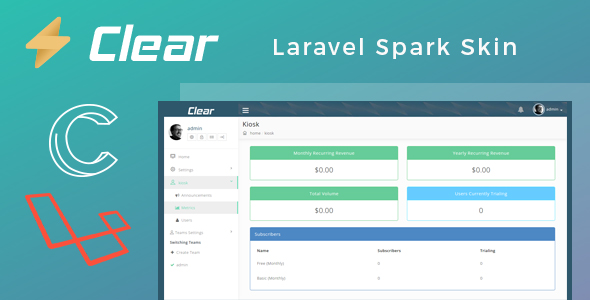 Clear - Laravel Spark Skin
