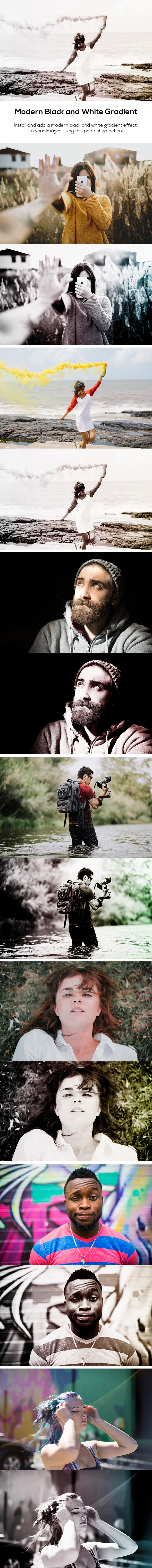 Modern Black and White Gradients Action - Photo Effects Actions