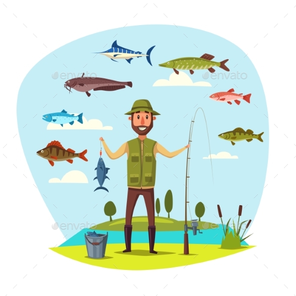 Fisher Man with Fish - Sports/Activity Conceptual