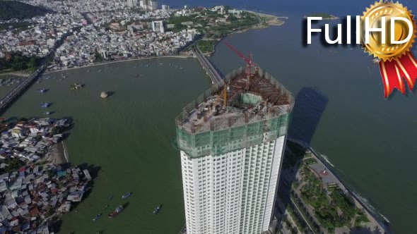 Aerial View of the Construction of a Skyscraper