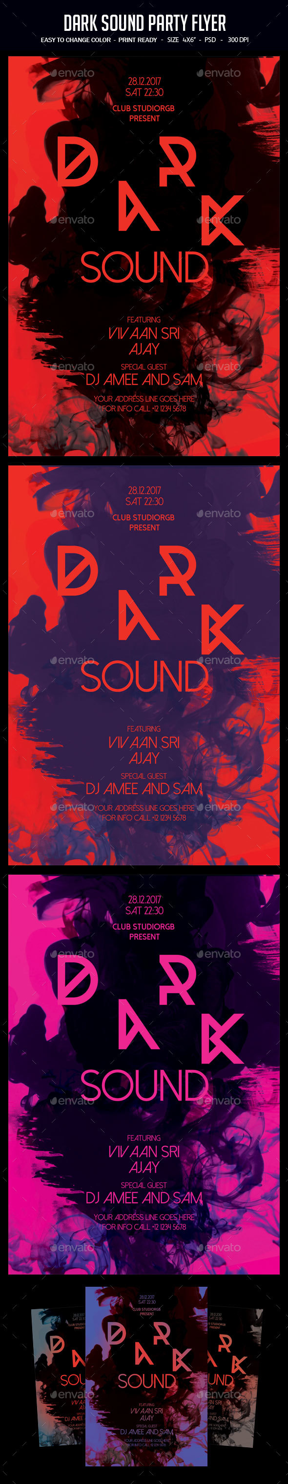 Dark Sound Party Flyer - Clubs & Parties Events