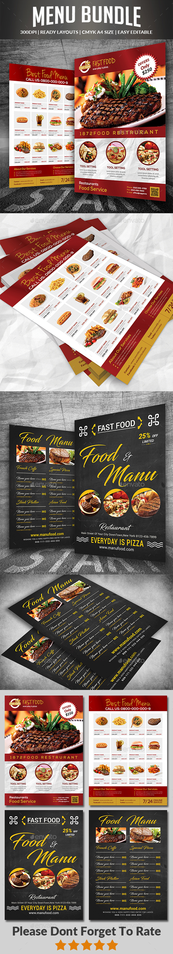 Food & Menu Bundle - Food Menus Print Templates