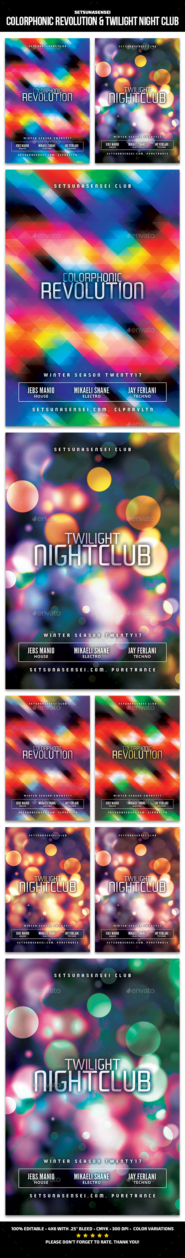 Colorphonic Revolution & Twilight Night Club Flyer - Clubs & Parties Events