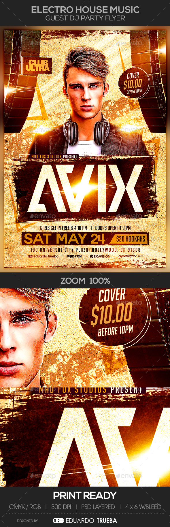Electro House Music Guest Dj Party Flyer - Clubs & Parties Events