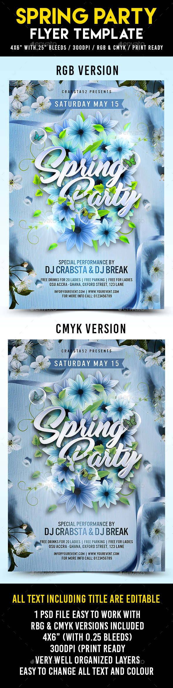 Spring Party Flyer Template - Clubs & Parties Events