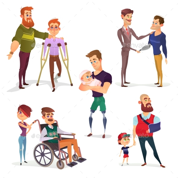 Set of Vector Cartoon Illustrations of People - People Characters