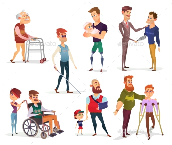 Set of Vector Cartoon Illustrations of People - People Characters