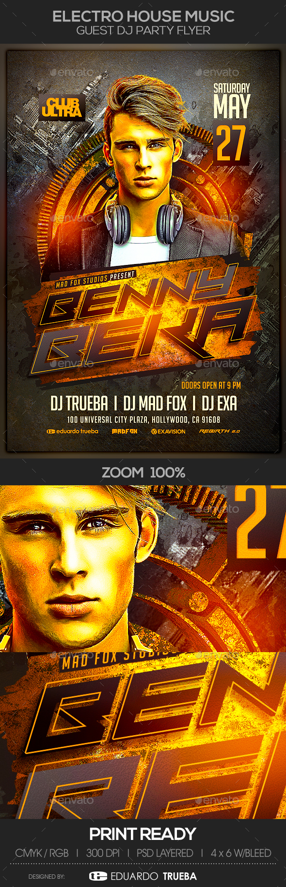 Electro House Music Guest Dj Party Flyer - Clubs & Parties Events