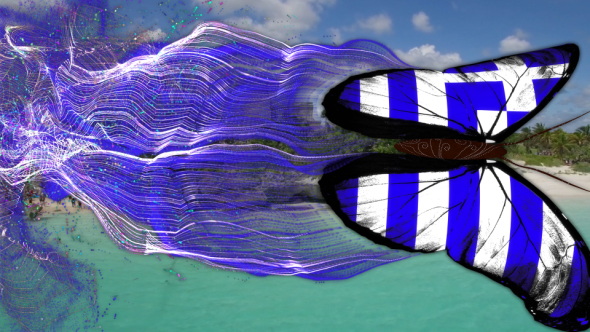 Greece Flag Butterfly Gorgeous Particle Light Trailing Flying Transtion V1 