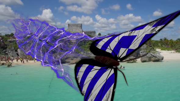 Greece Flag  Butterfly Gorgeous Particle Light Trailing Flying Transtion V2 