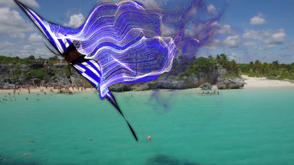 Greece Flag Butterfly Gorgeous Particle Light Trailing Flying Transtion V3 