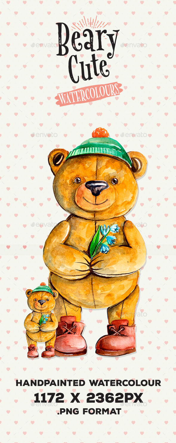 Beary Cute Watercolour Illustration - Characters Illustrations