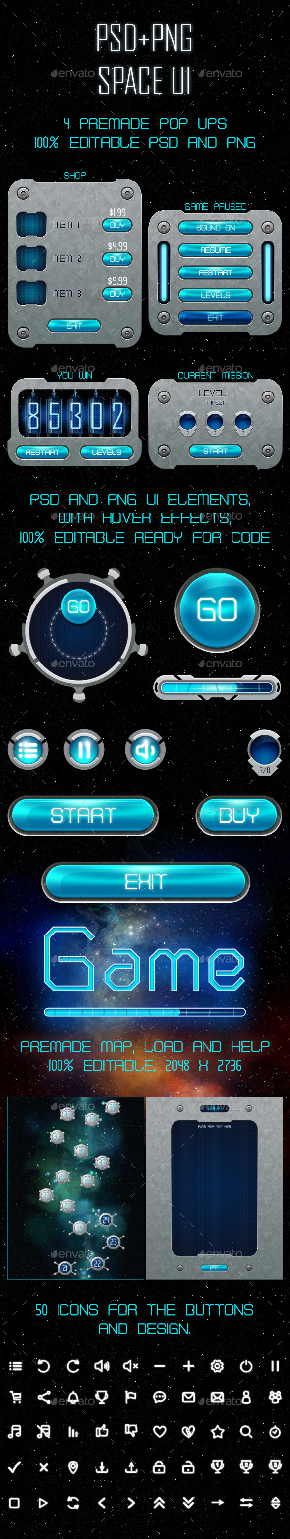 Space UI Asset - User Interfaces Game Assets