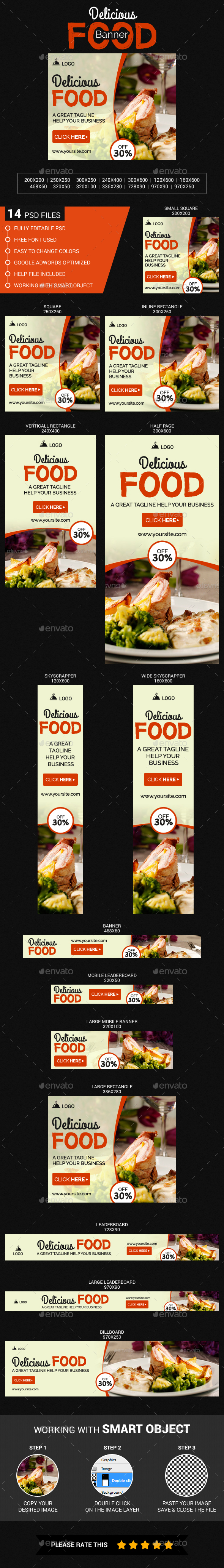 Delicious Food Banner - Banners & Ads Web Elements