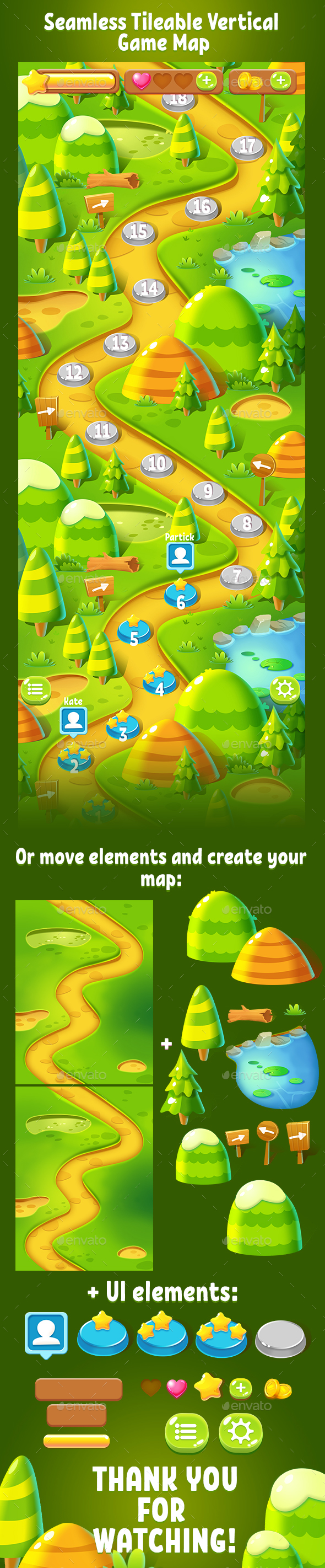 Tileable Seamless Forest Vertical Game Map - Miscellaneous Game Assets