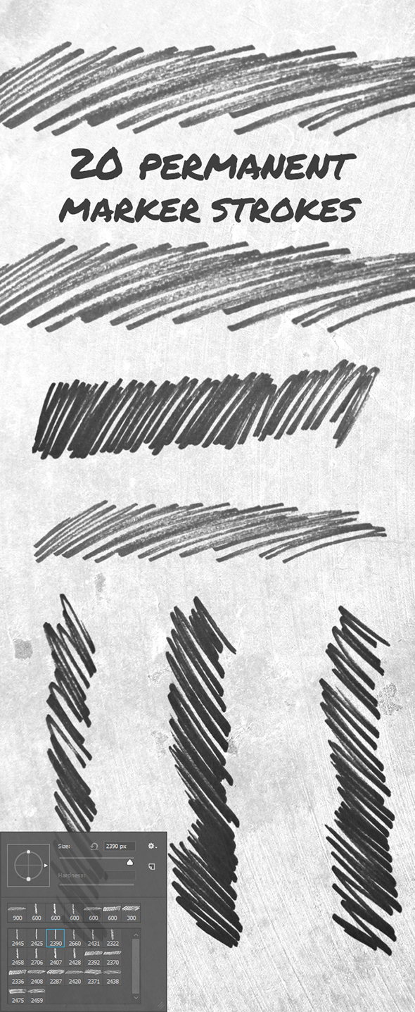 20 Permanent Marker Stokes - Artistic Brushes