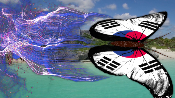 Korea South Flag Butterfly Gorgeous Particle Light Trailing Flying Transtion V1