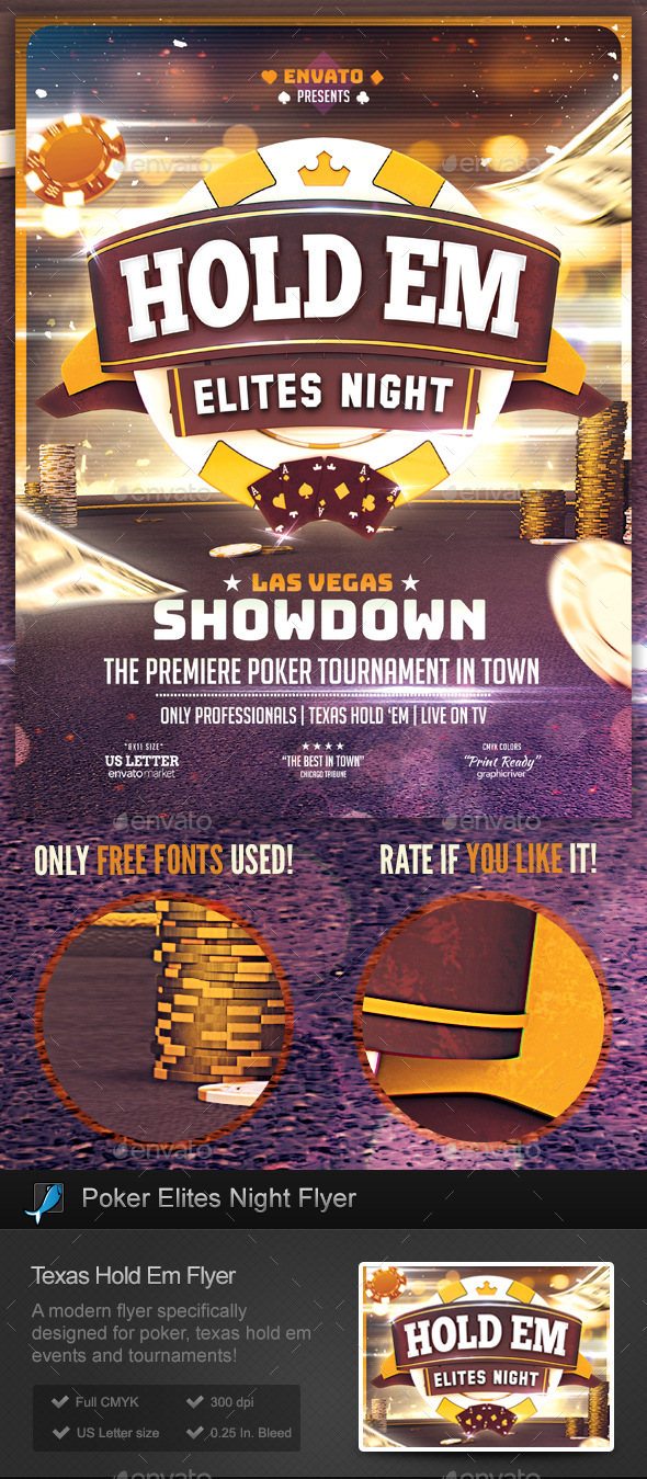 Poker Elite Flyer - Texas Hold Em Template - Miscellaneous Events