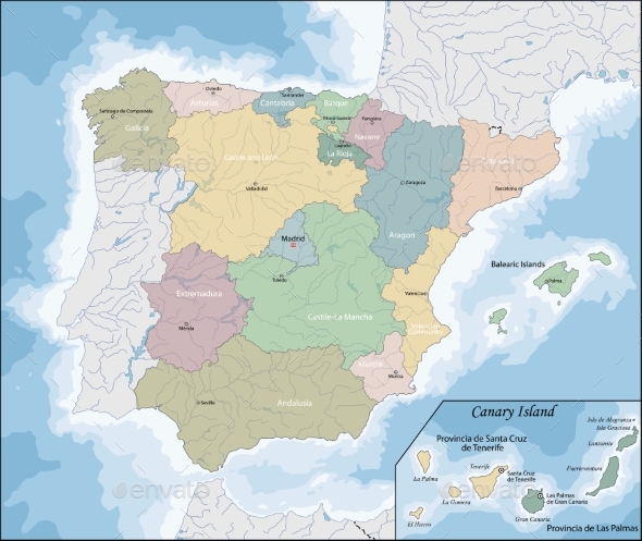 Map of Spain - Borders Decorative