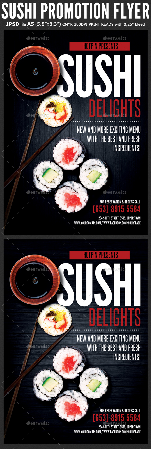Sushi Promotion Flyer Template - Restaurant Flyers