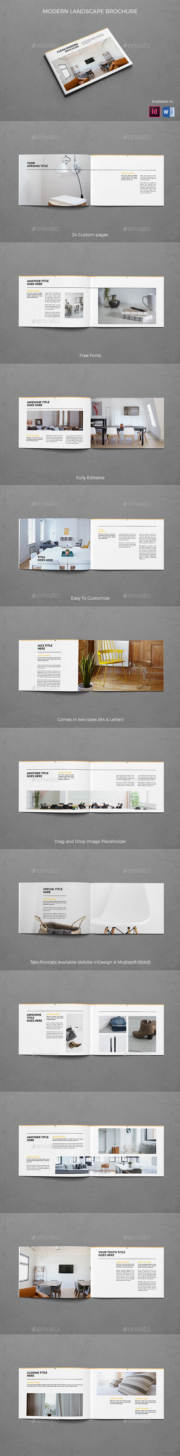 Landscape Clean Modern Brochure - Brochures Print Templates