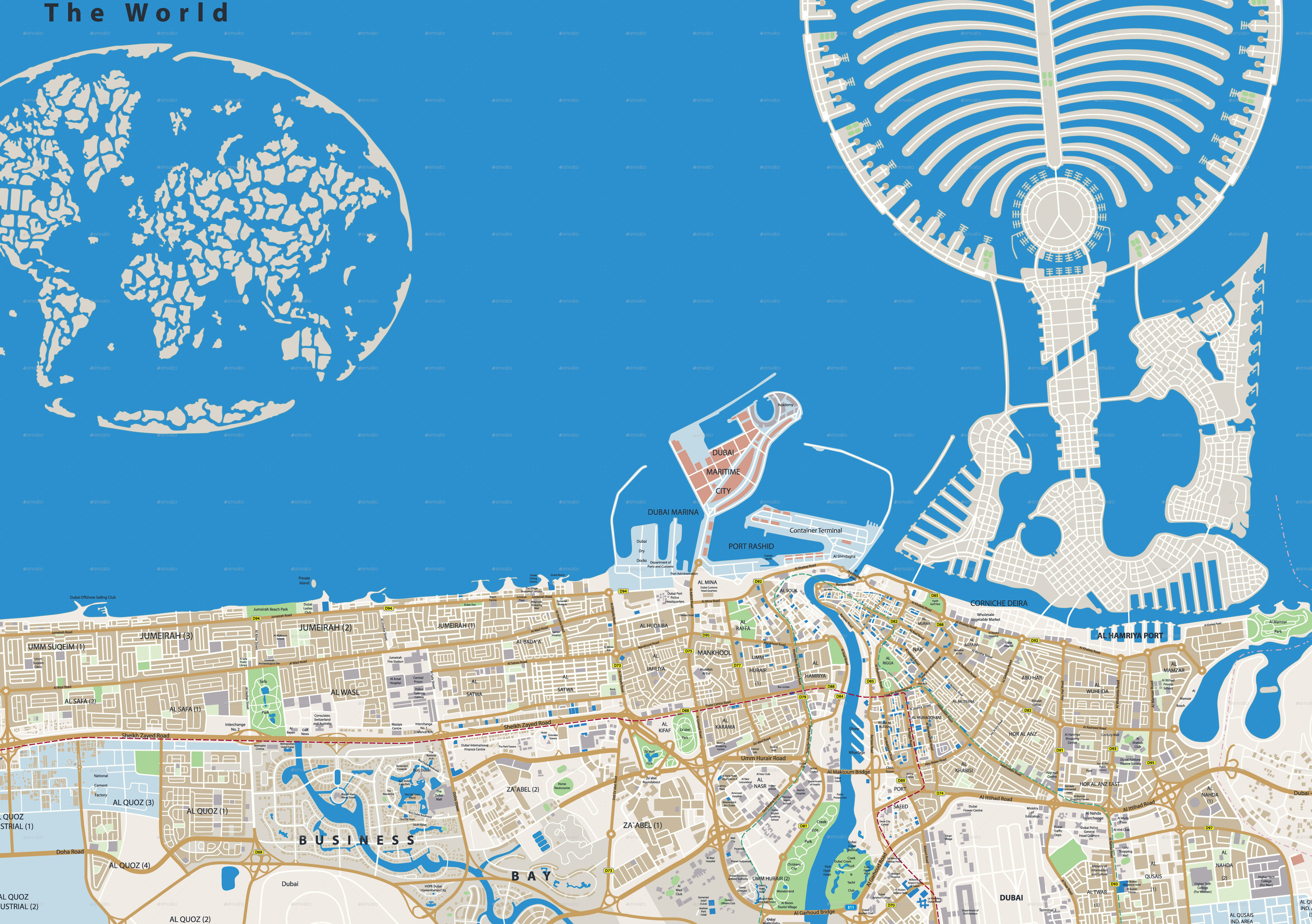 Dubai Large City Map By Cartarium Graphicriver