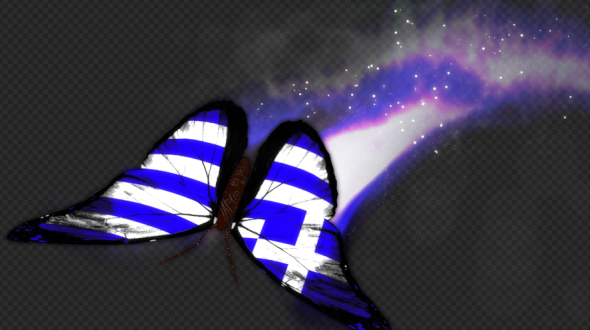 Greece Flag Butterfly Dynamic Flying Particle Tail V1