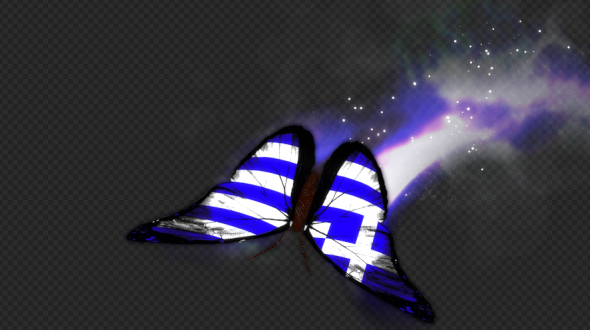 Greece Flag Butterfly Dynamic Flying Particle Tail V2