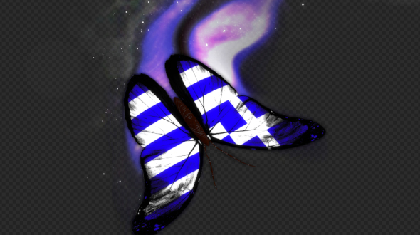 Greece Flag Butterfly Dynamic Flying Particle Tail V3