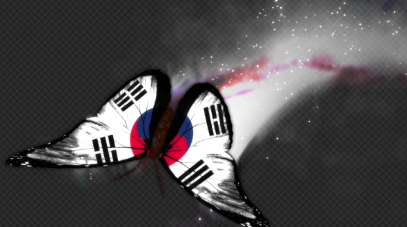 Korea South Flag Butterfly Dynamic Flying Particle Tail V1