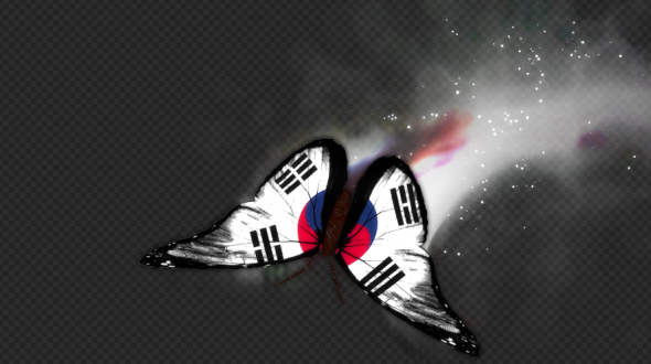 Korea South Flag Butterfly Dynamic Flying Particle Tail V2