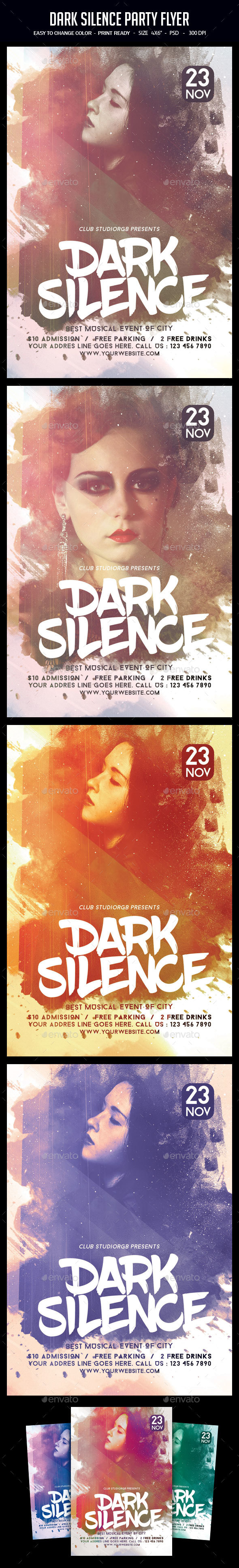 Dark Silence Party Flyer - Clubs & Parties Events