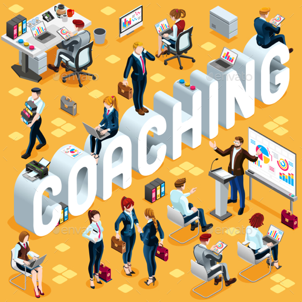 Coaching Isometric People 3D Set Vector Illustration - Vectors