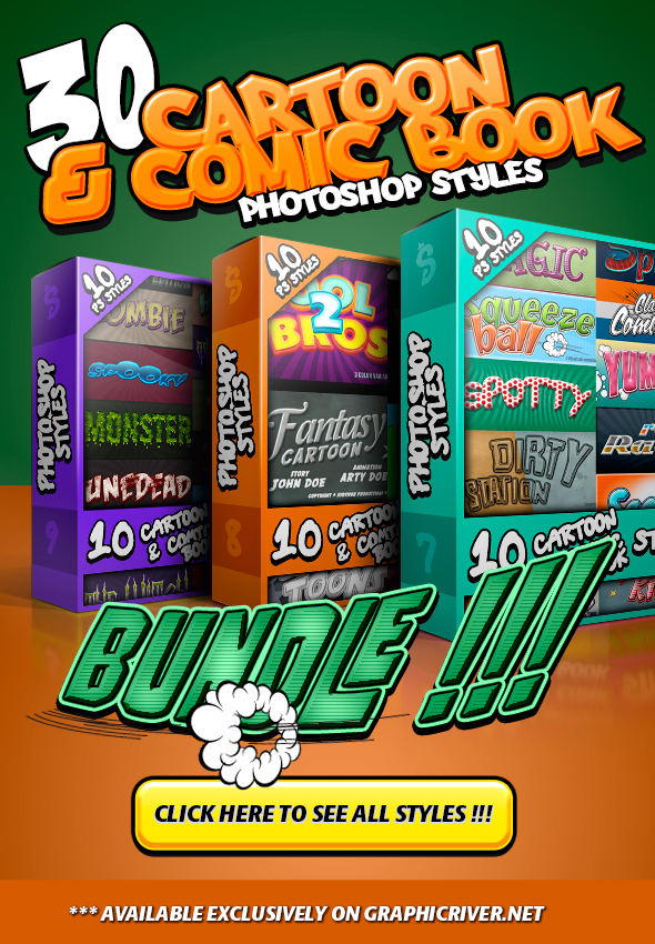 Cartoon and Comic Book Styles Bundle 3 - Text Effects Styles
