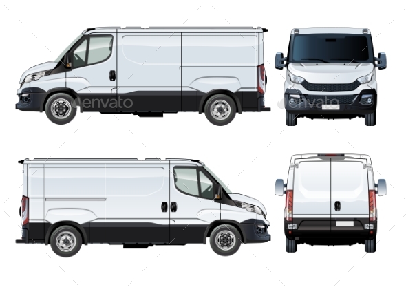 Vector Van Template Isolated on White - Man-made Objects Objects
