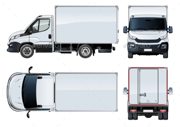 Truck Template Isolated on White - Man-made Objects Objects