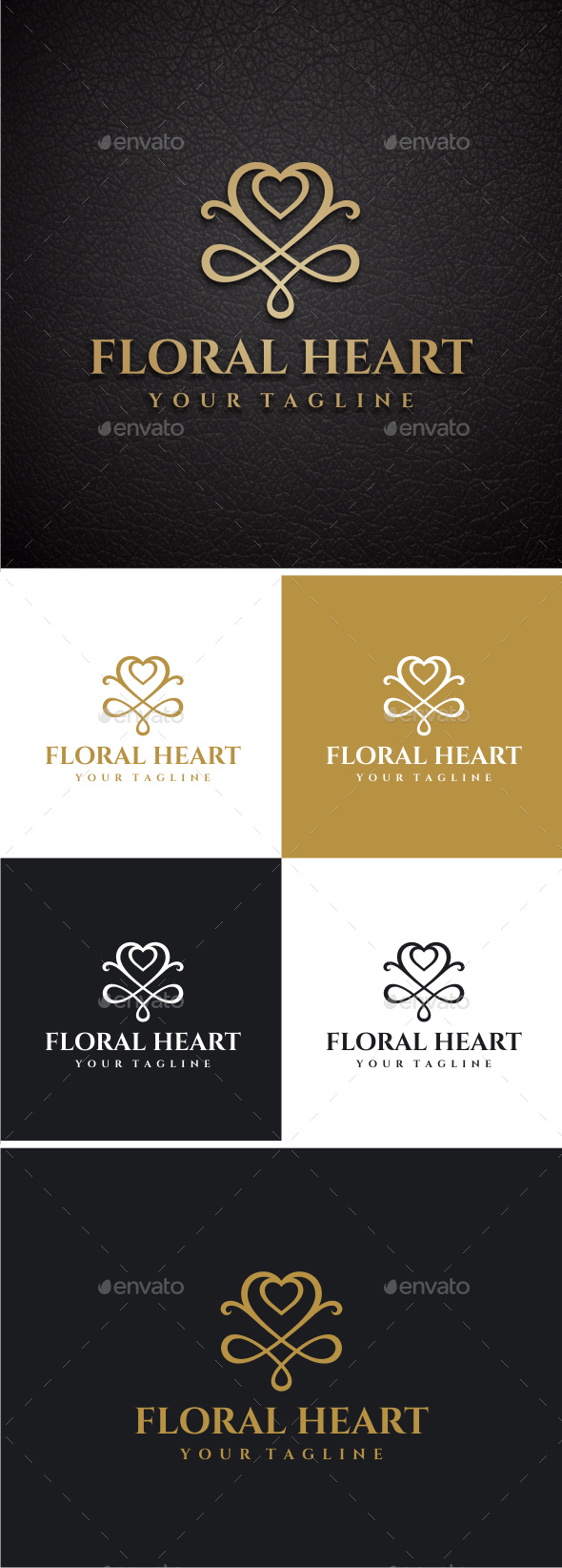 Floral Heart - Crests Logo Templates