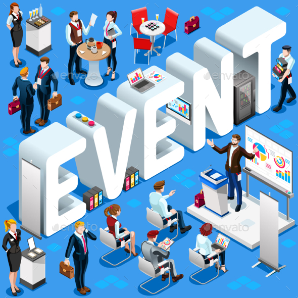 Event Isometric People Icon 3D Set Vector Illustration - Miscellaneous Vectors