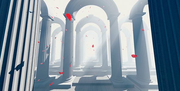 Architectural Columns And Red Petals alt