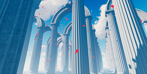 Roman Columns, Blue Sky And Red Sheets alt