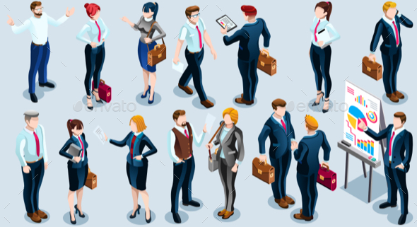 Isometric People Boss Deal Icon 3D Set Vector Illustration - People Characters