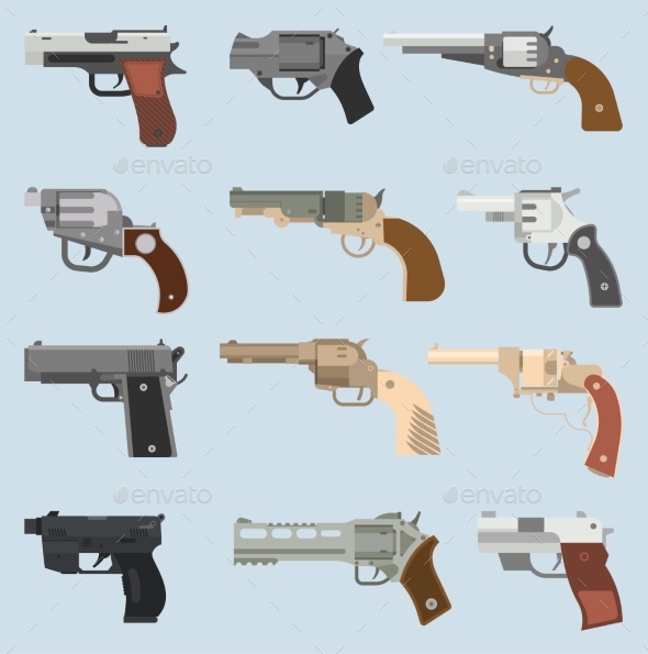 Weapons Vector Handguns Collection - Man-made Objects Objects