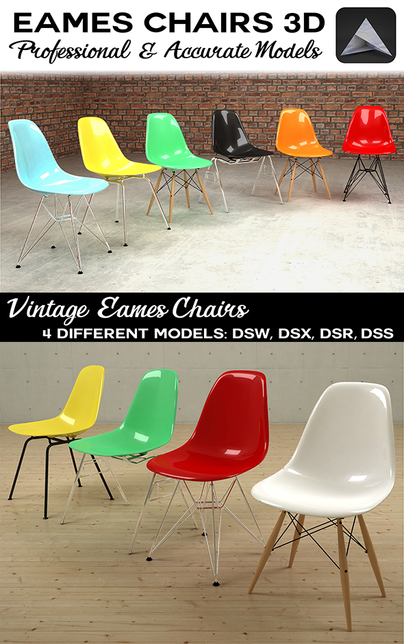 Eames Plastic Chairs - 3Docean 19564276