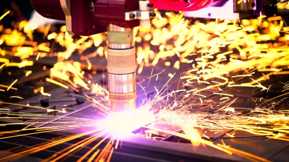 CNC Laser Plasma Cutting of Metal, Modern Industrial Technology. alt