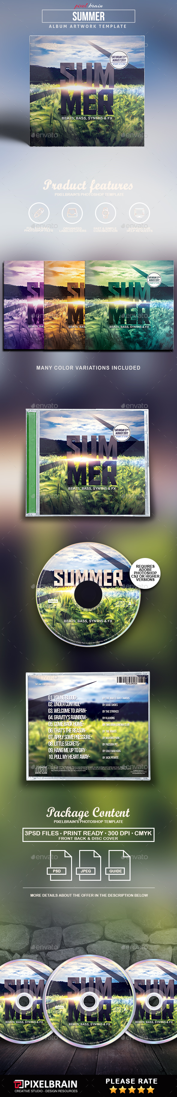 Summer CD Cover Artwork - CD & DVD Artwork Print Templates