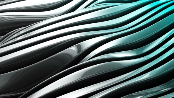 Metallic Wave Shapes Flowing Motion, Glossy Hi-tech Futuristic Style