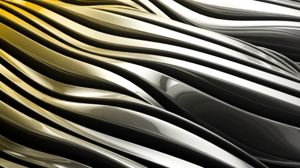 Metallic Wave Shapes Flowing Motion, Glossy Hi-tech Futuristic Style