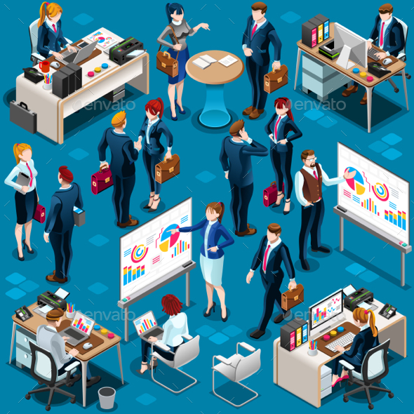Isometric People Diverse Group Icon 3D Set Vector Illustration - Vectors