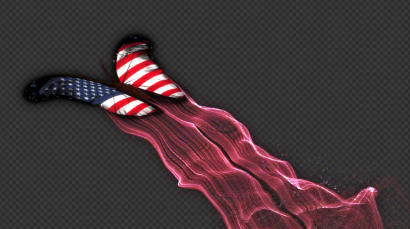 United States of America Flag Butterfly Gorgeous Particle Light Trailing Flying V2